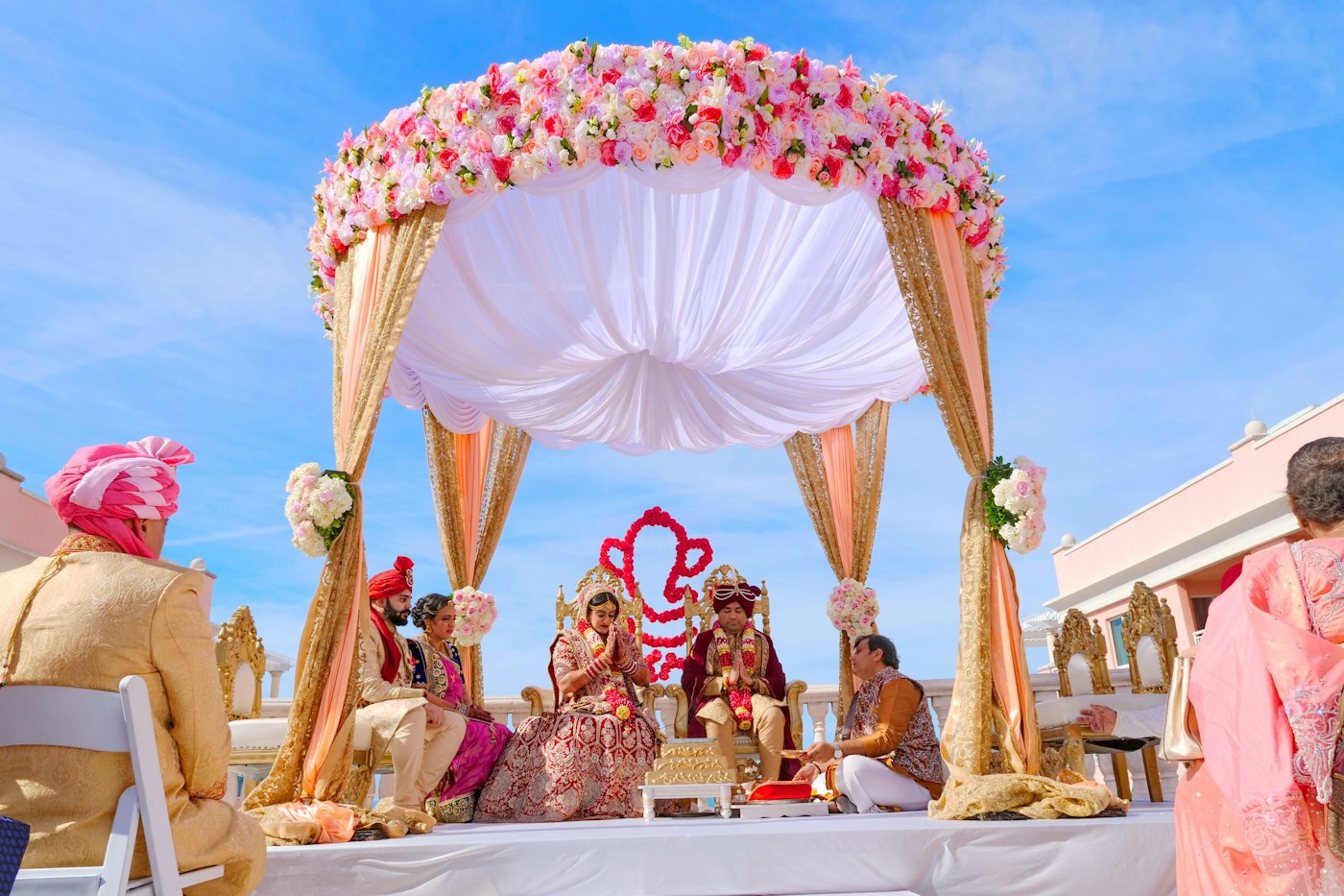 Flower mandap set up for the pheras