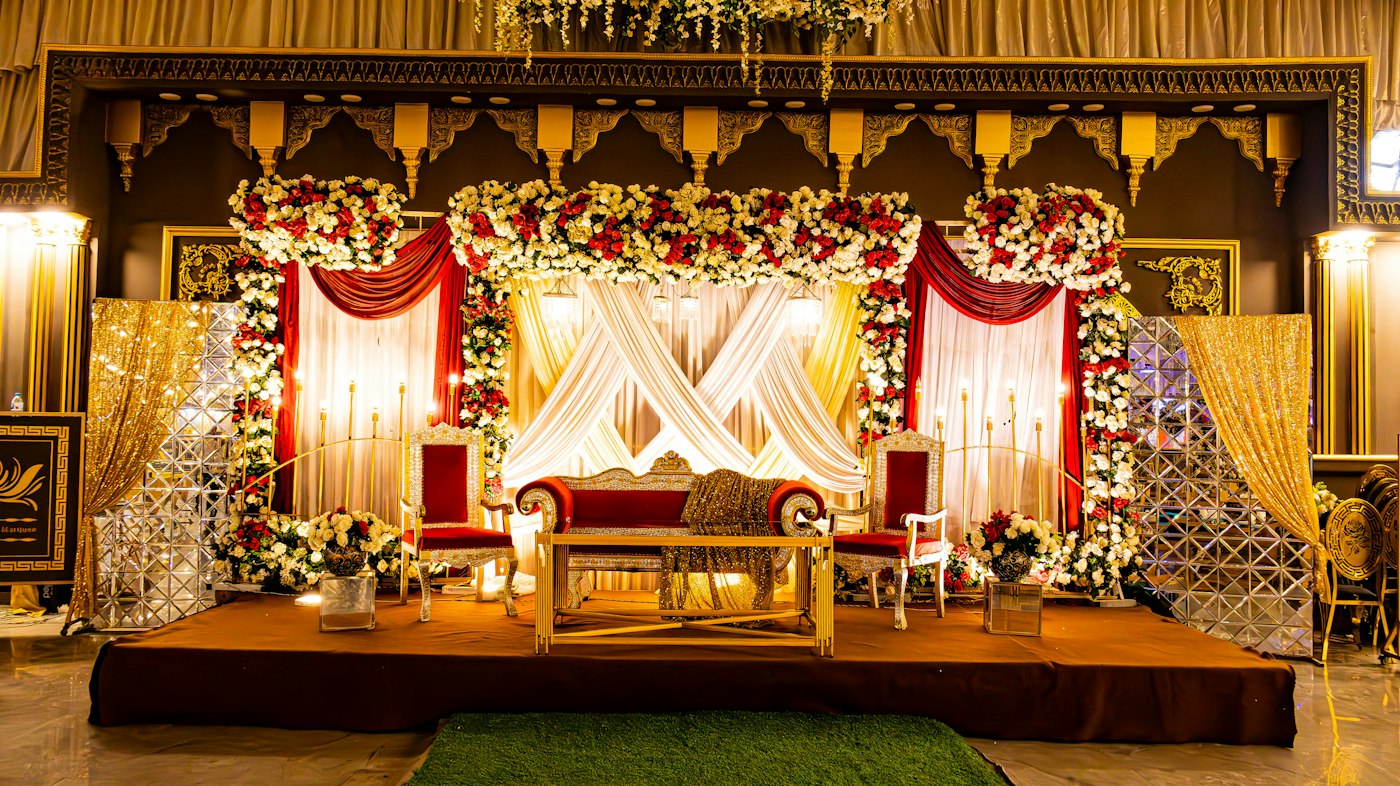 Candlelit wedding tablescape set outdoors